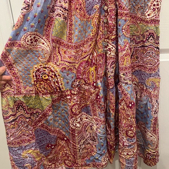 NWT Zara Multicolor Paisley Maxi Dress Large Bohemian Kimono Sleeves Lace Trim - Picture 3 of 6